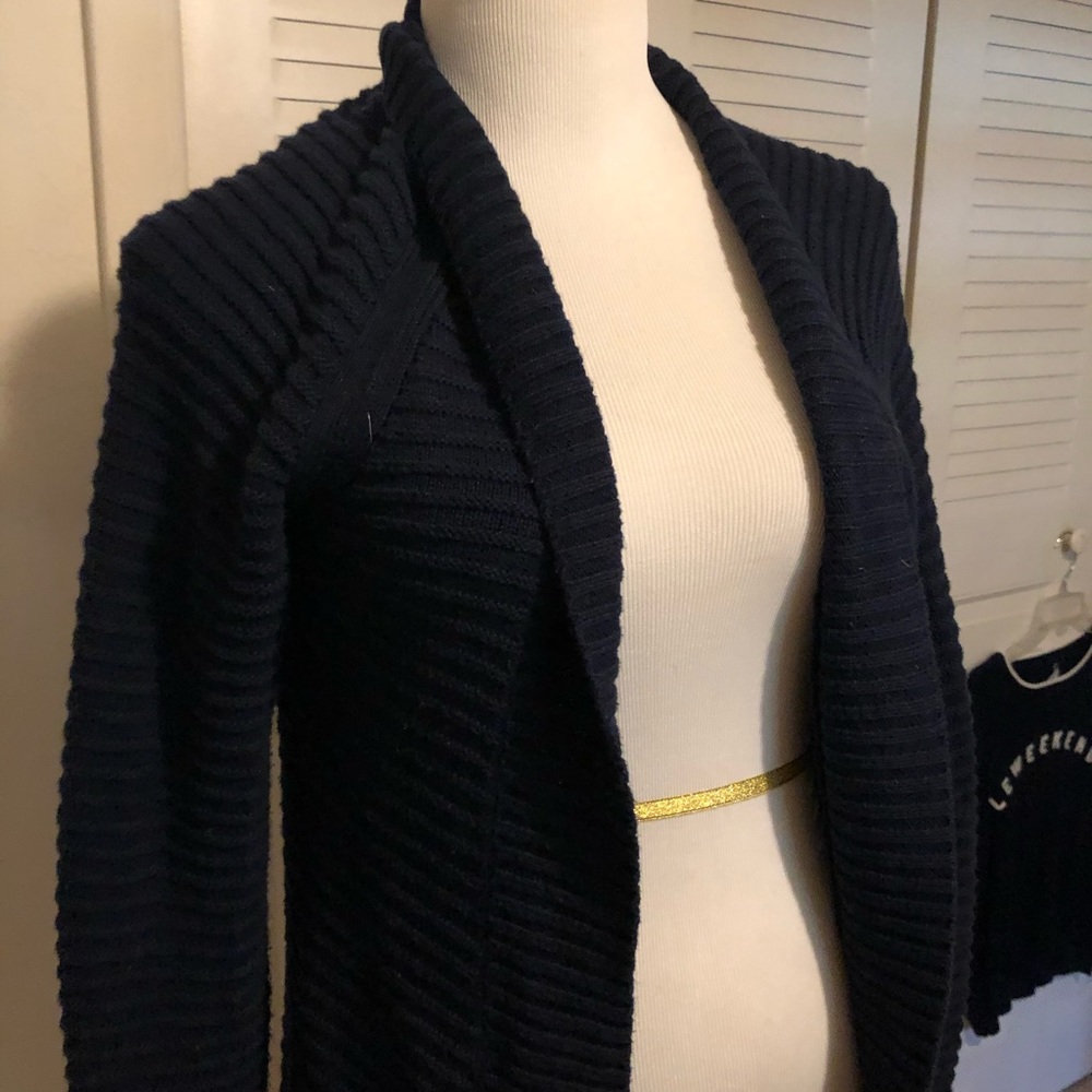Jcrew navy ribbed cotton open sweater - Picture 5 of 8